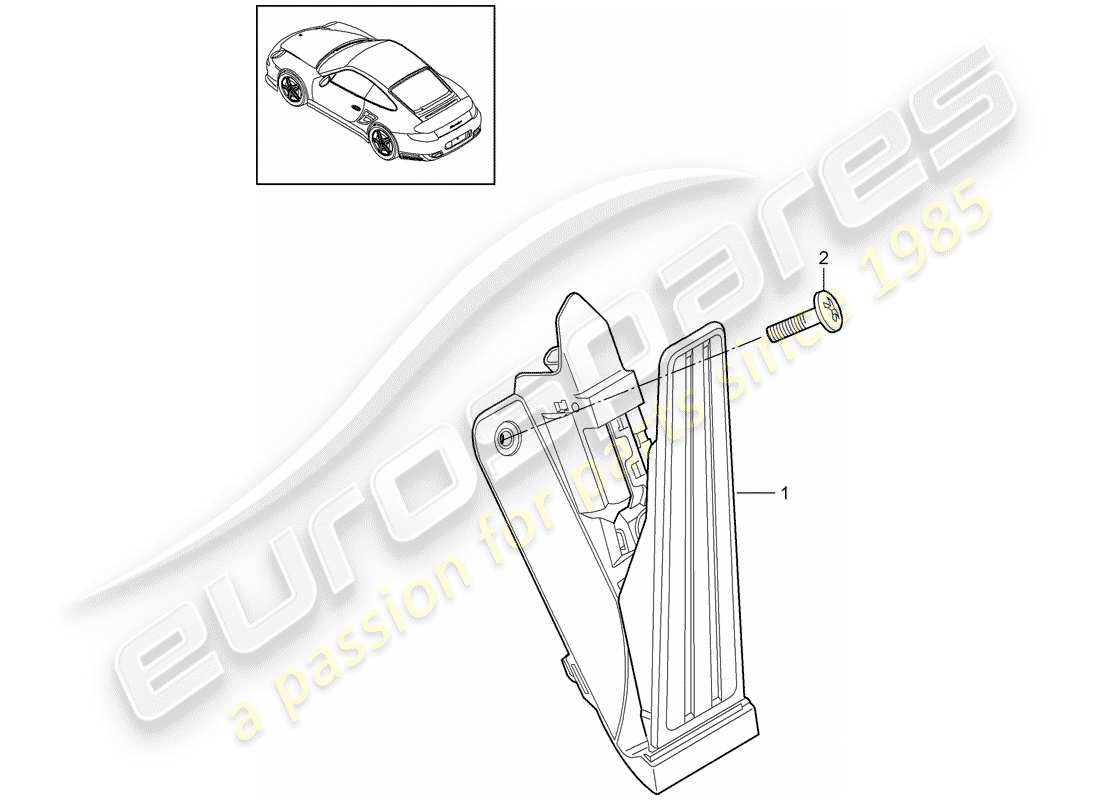porsche 2012 (997-2 turbo / gt2 rs) diagrama de piezas de pedales