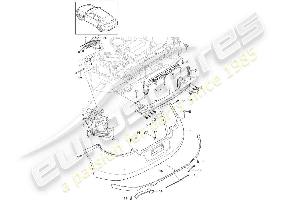 porsche 2012 (panamera 970) parachoques trasero d >>- mj 2013 diagrama de piezas
