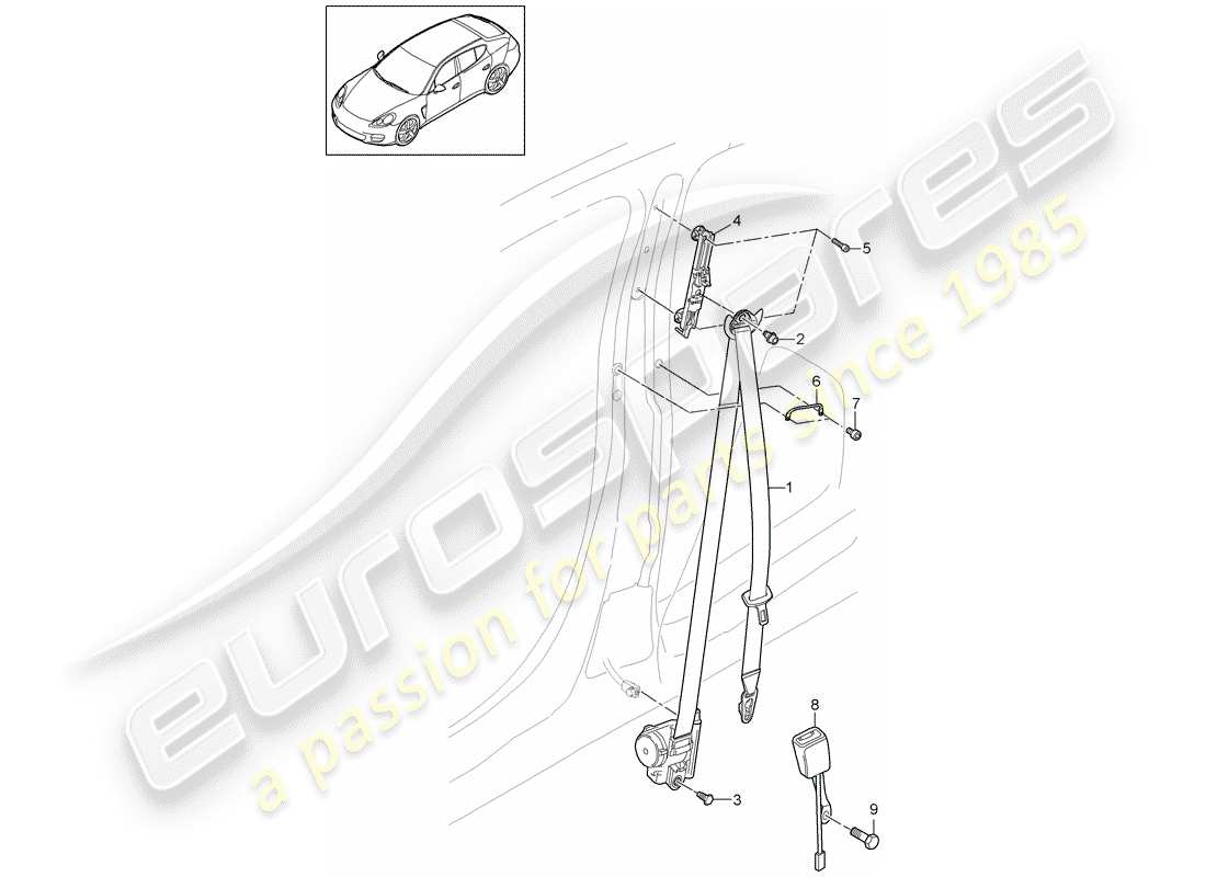 porsche 2013 (panamera 970) cinturón de seguridad diagrama de piezas