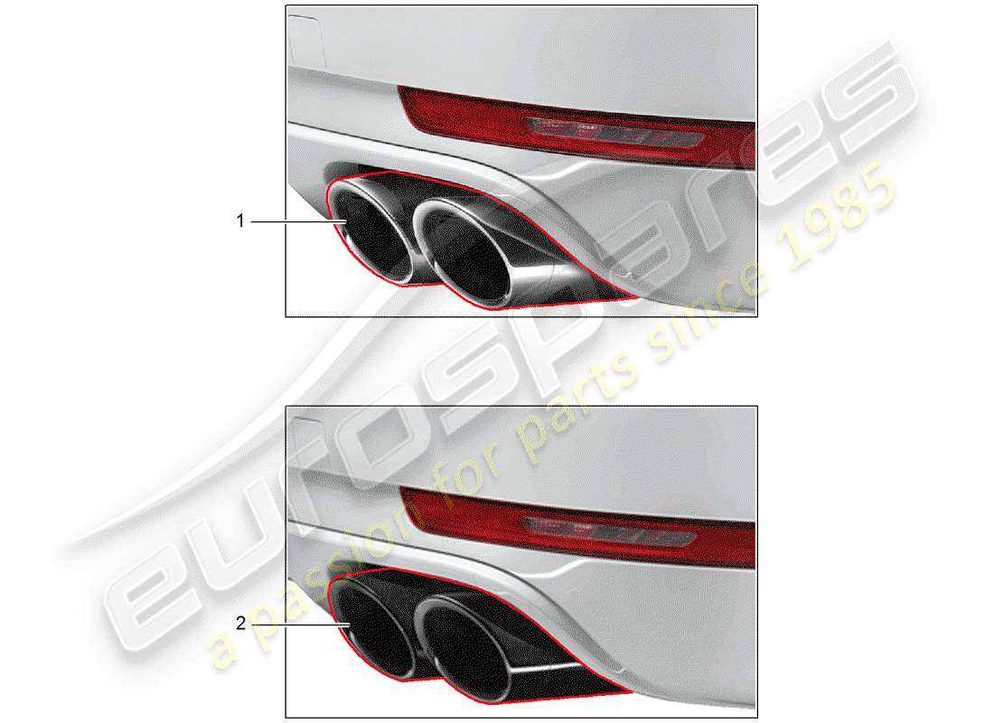porsche 2018 (tequipment macan) tubo de escape diagrama de piezas