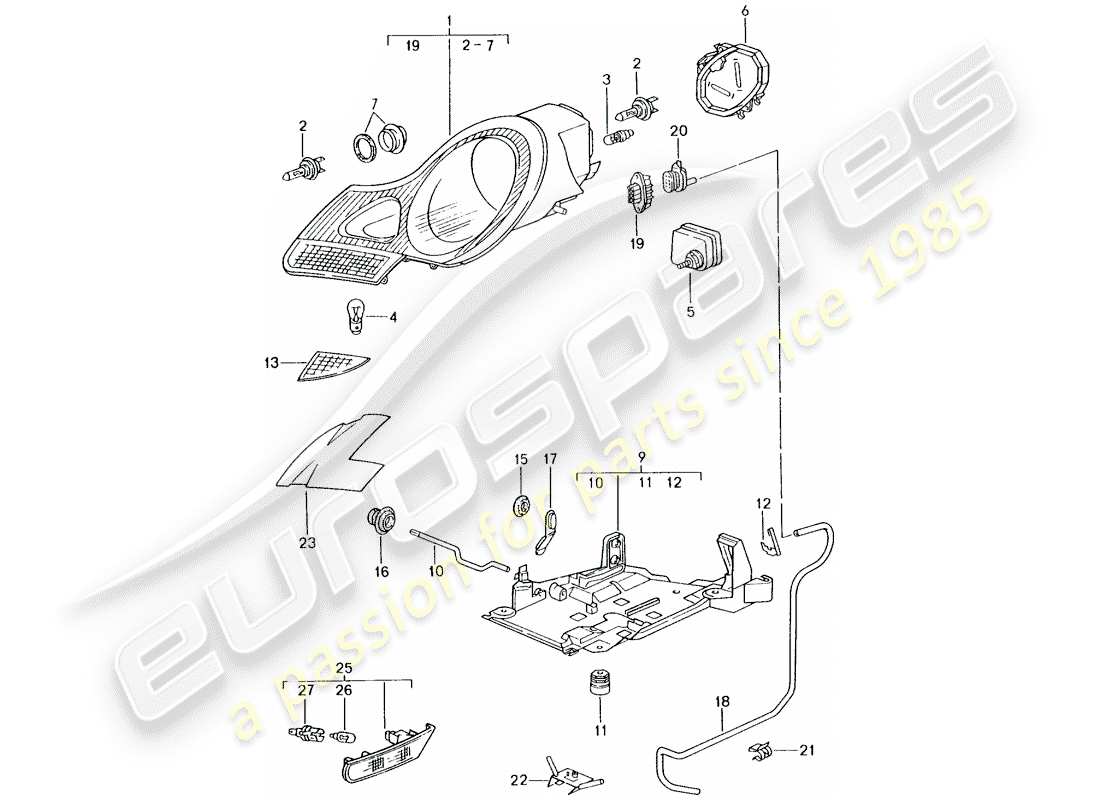 porsche 2001 (996 gt3) faro - repetidor de señal de giro - d >> - mj 2001 diagrama de piezas
