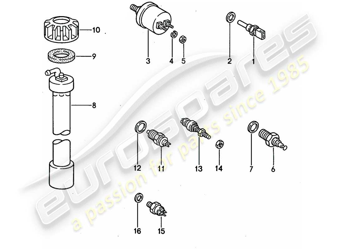 porsche 1990 (944) interruptor - y - sensor diagrama de piezas
