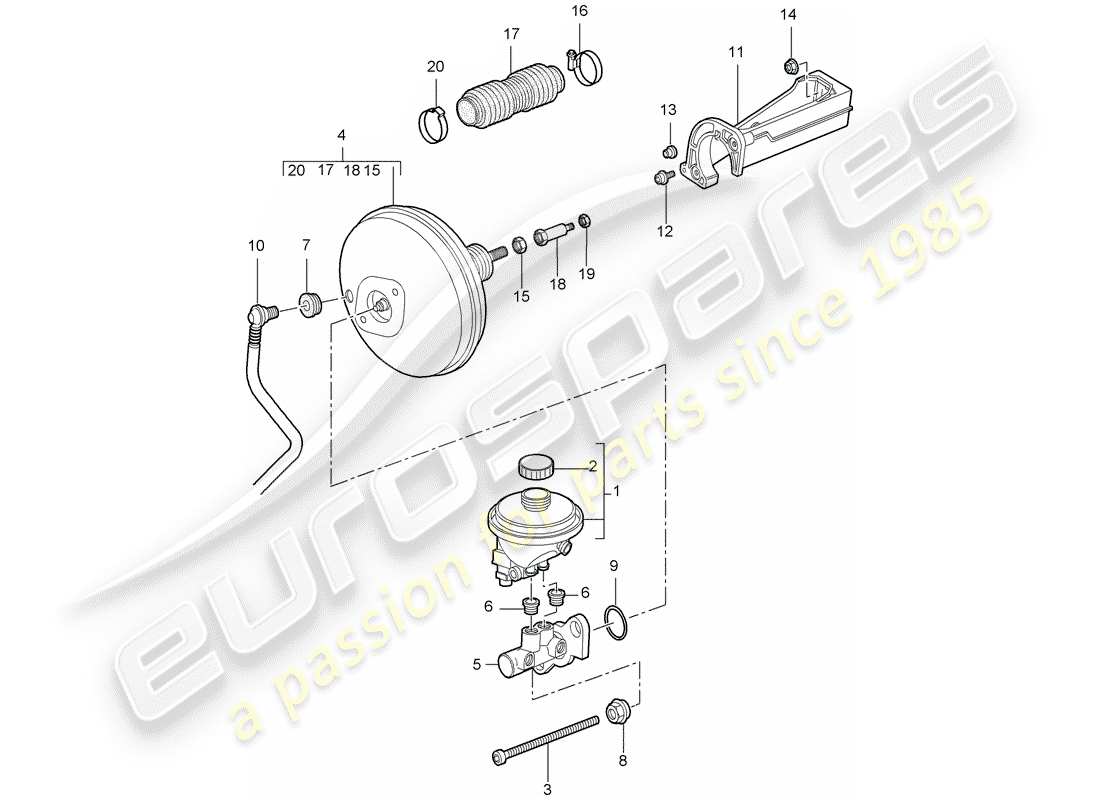 porsche 2007 (987 cayman) cilindro maestro del freno diagrama de piezas