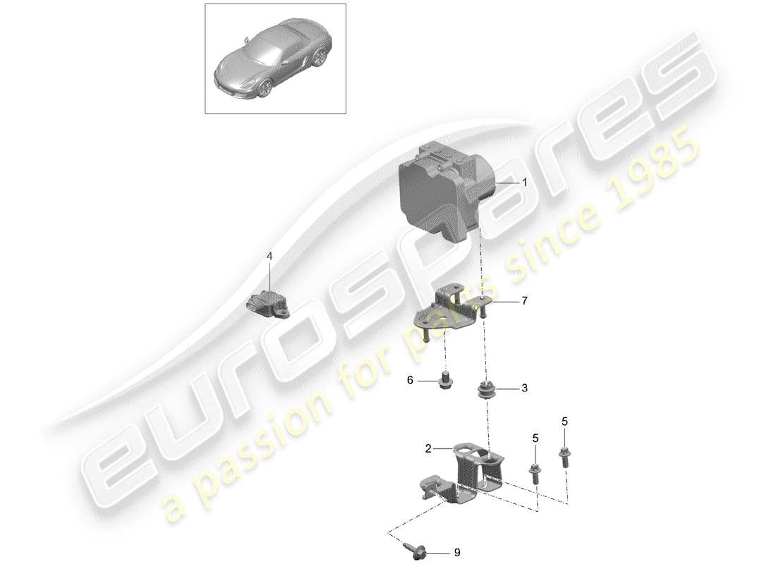 porsche 2014 (981 boxster) diagrama de piezas de la unidad hidráulica