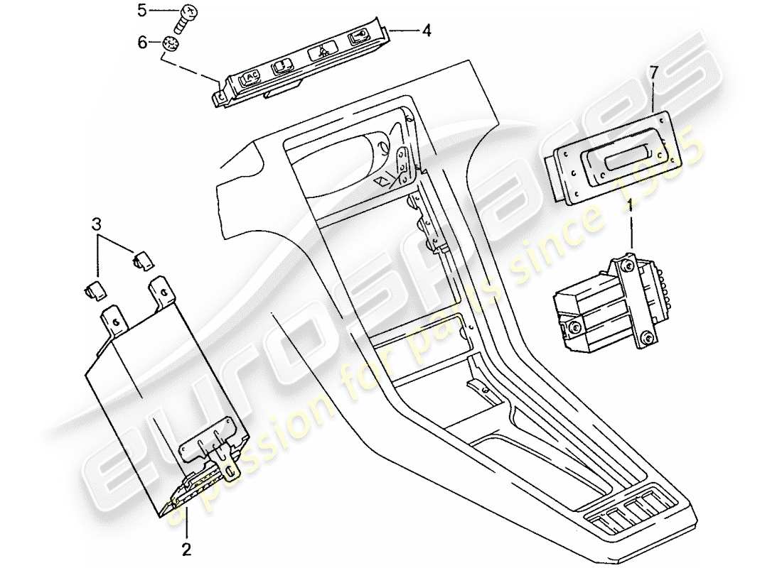porsche 1988 (928) indicador central diagrama de piezas
