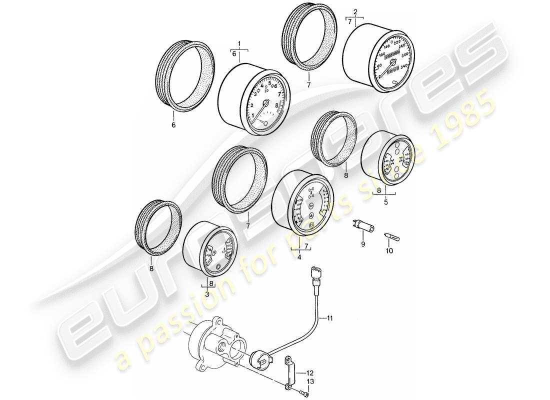 porsche 1987 (959) instruments diagrama de piezas