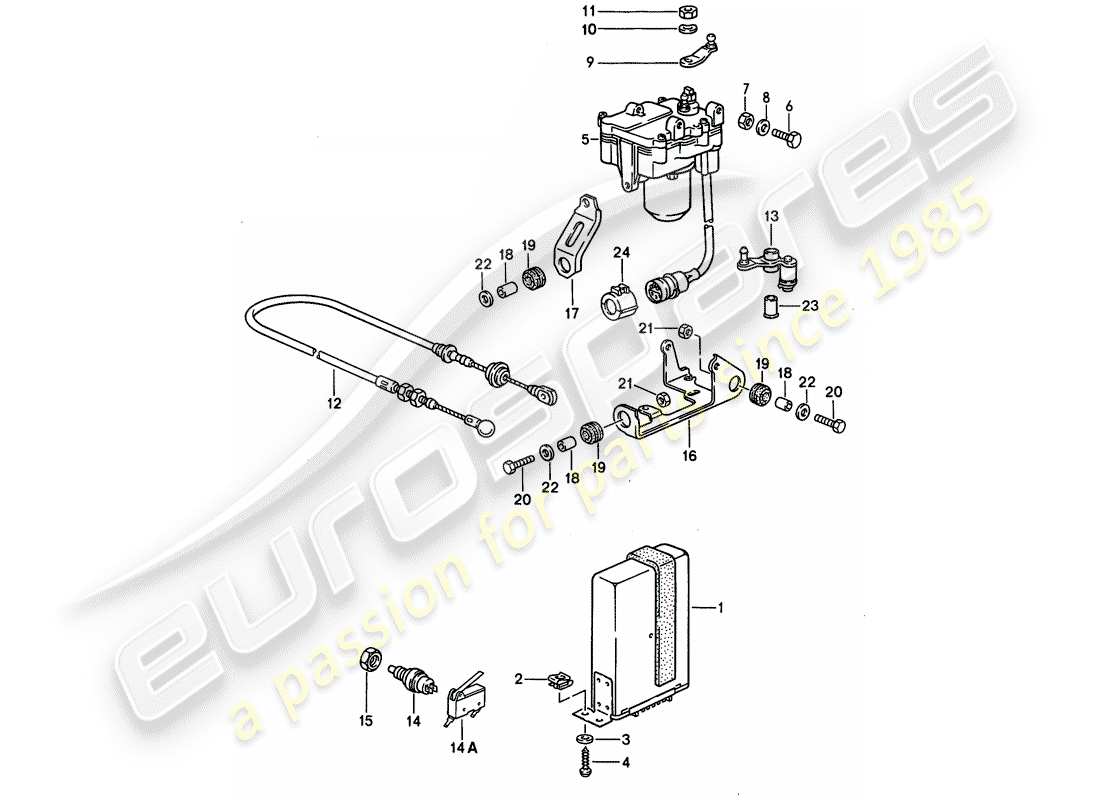 porsche 1990 (944) sistema de control de crucero diagrama de piezas
