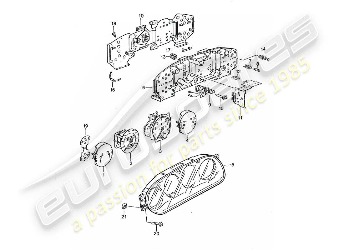 porsche 1992 (968) combinación de instrumentos diagrama de piezas