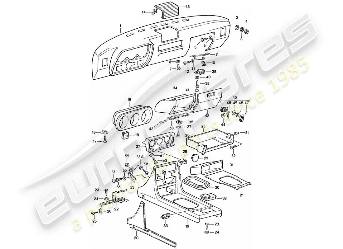 porsche 1983 (944) panel diagrama de piezas
