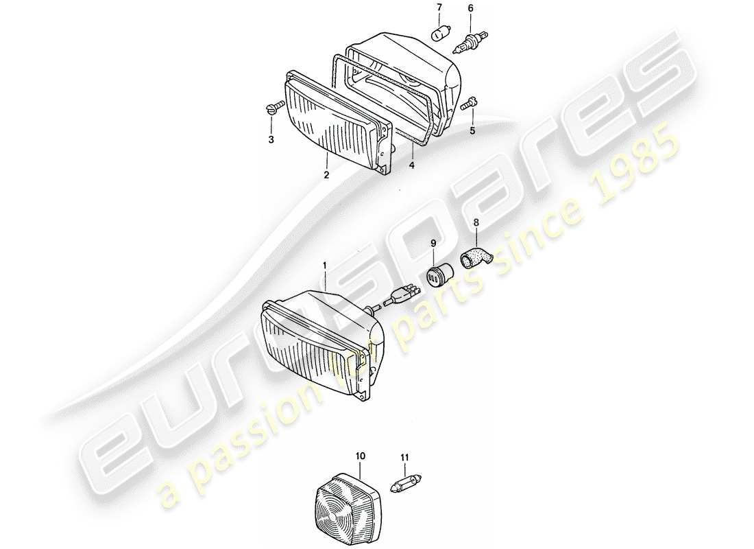 porsche 1987 (911) modelo especial - diseño de punta plana - faro adicional - d - mj 1988>> diagrama de piezas