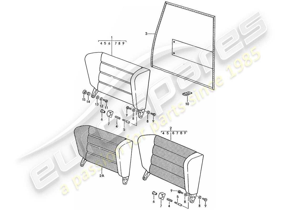 porsche 1986 (911) asiento de emergencia - respaldo diagrama de piezas