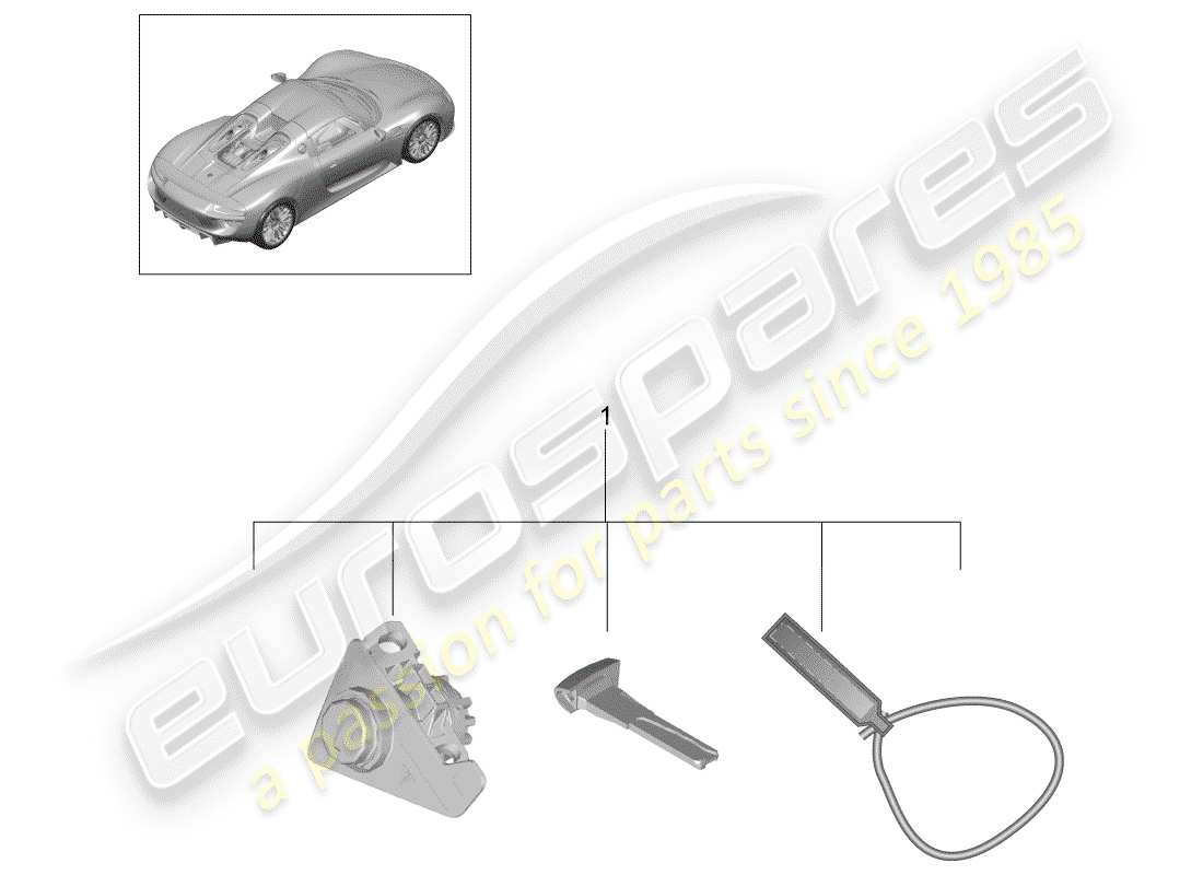 porsche 2015 (918 spyder) juego de cerraduras diagrama de piezas