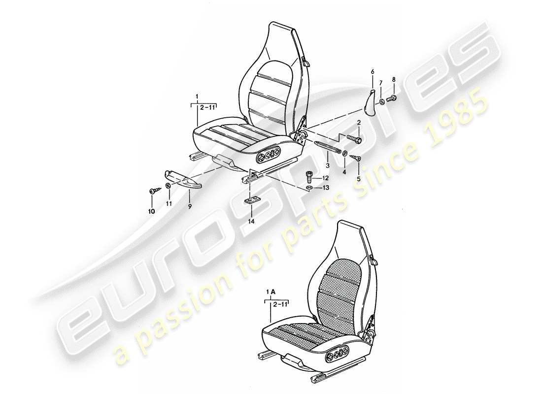 porsche 1994 (928) asiento - completo diagrama de piezas