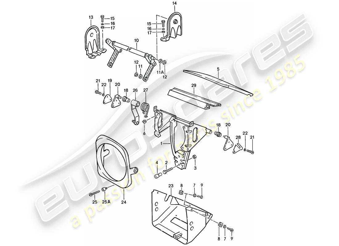 porsche 1982 (944) faro emergente diagrama de piezas