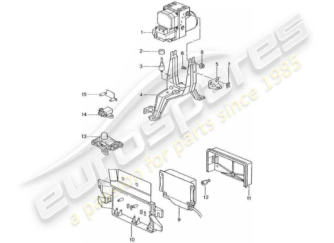 porsche 2001 (996) grupo hidráulico - sistema de freno antibloqueo -abs- - diagrama de piezas del módulo sensor