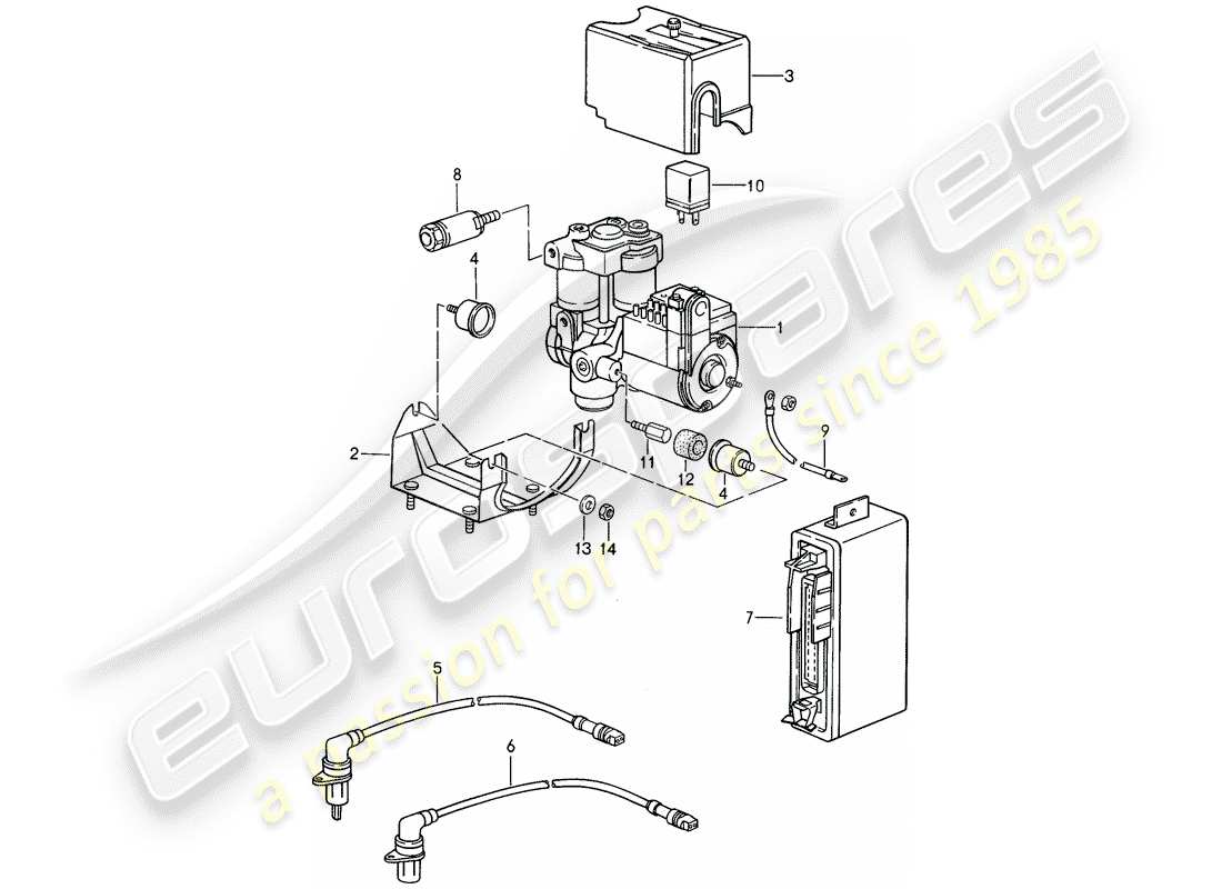 porsche 1992 (968) grupo hidráulico - sistema de freno antibloqueo -abdominales- diagrama de piezas