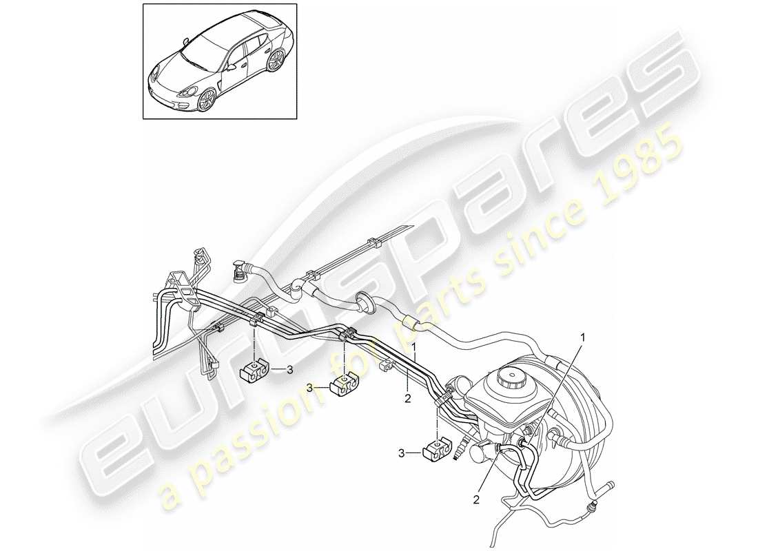 porsche 2016 (panamera 970) líneas de freno diagrama de piezas