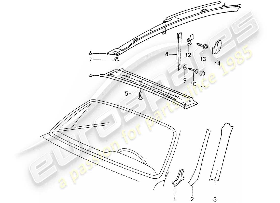 porsche 1994 (993) equipo interior - techo - d - mj 1996>> diagrama de piezas