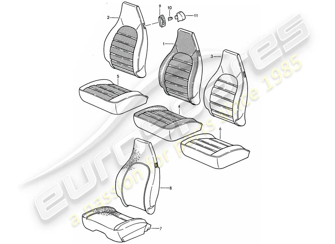porsche 1994 (968) paño diagrama de piezas