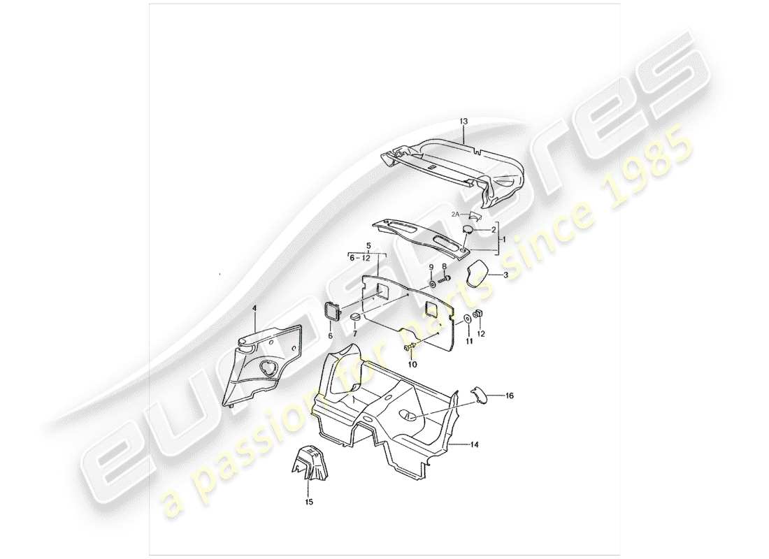porsche 2001 (996) adornos diagrama de piezas