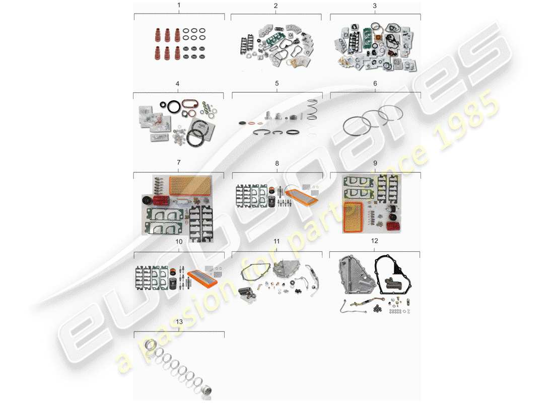 porsche 1982 (911) juego de mantenimiento - juego de juntas - kit de reparación diagrama de piezas