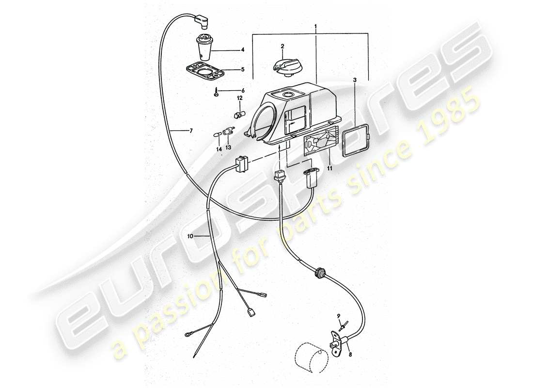 porsche 1977 (911 turbo) mecanismo de control - para - calentador diagrama de piezas