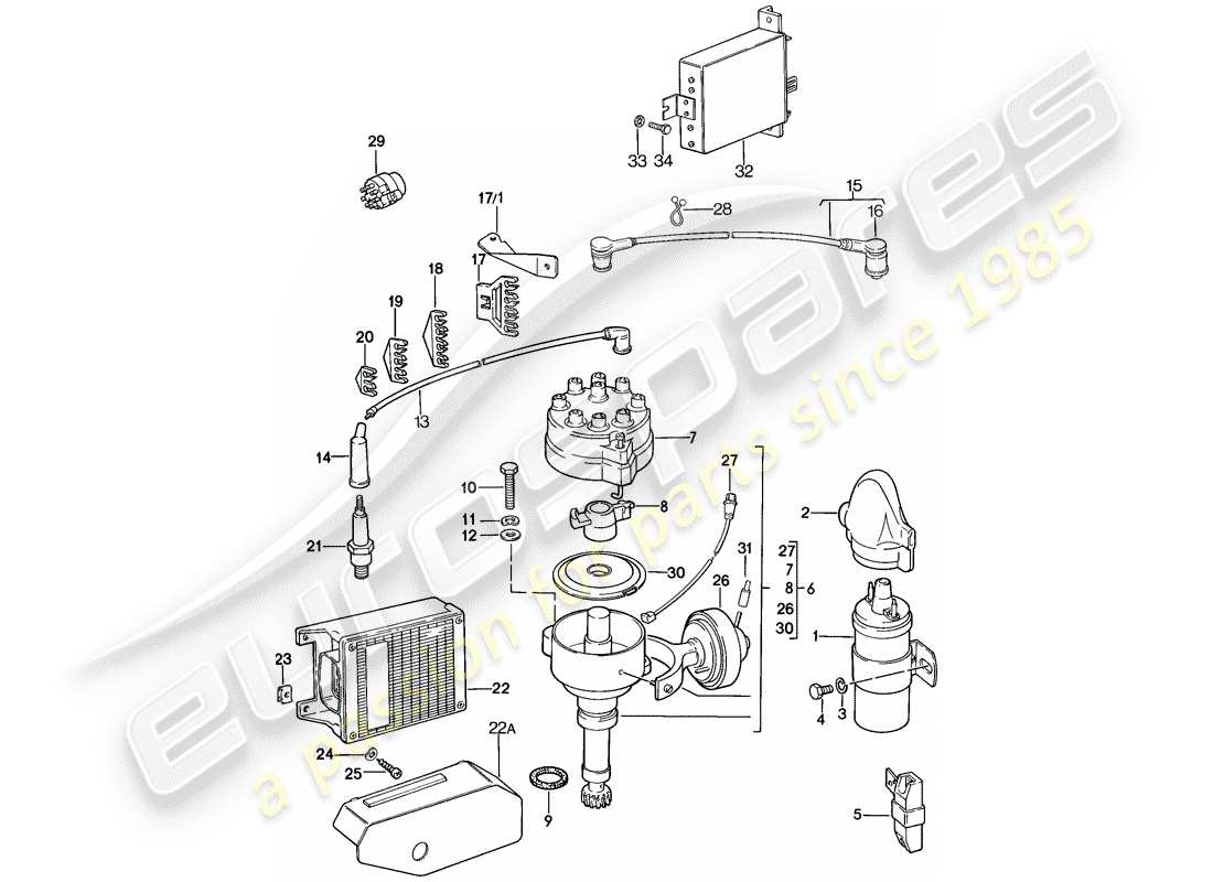 porsche 1986 (928) sistema eléctrico del motor - k-jetronic - l-jetronic diagrama de piezas