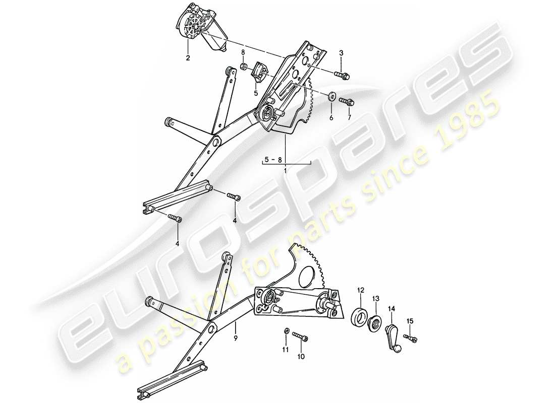porsche 1987 (911) regulador de ventana diagrama de piezas