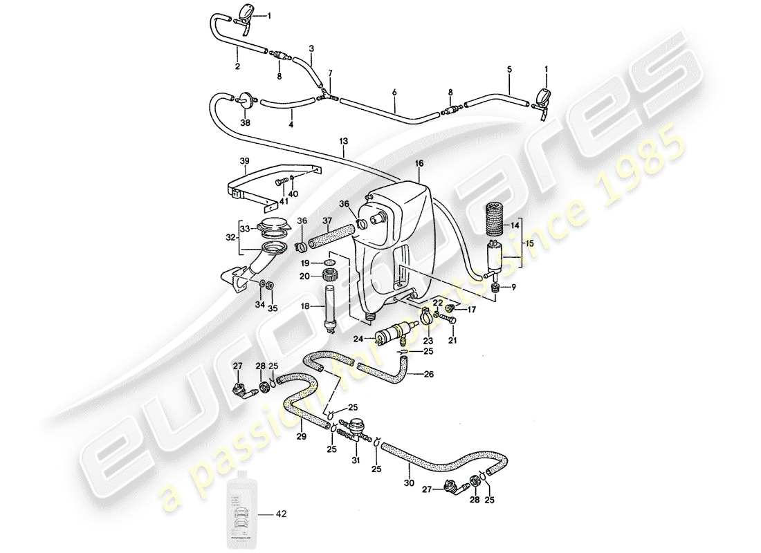 porsche 1992 (928) unidad arandela - sistema arandela diagrama de piezas