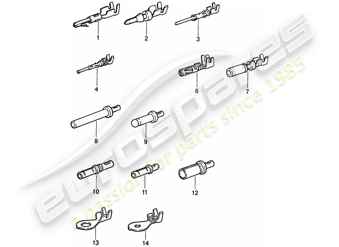 porsche 1982 (911) terminal pin (macho) - pin de contacto - zapato de cable diagrama de piezas
