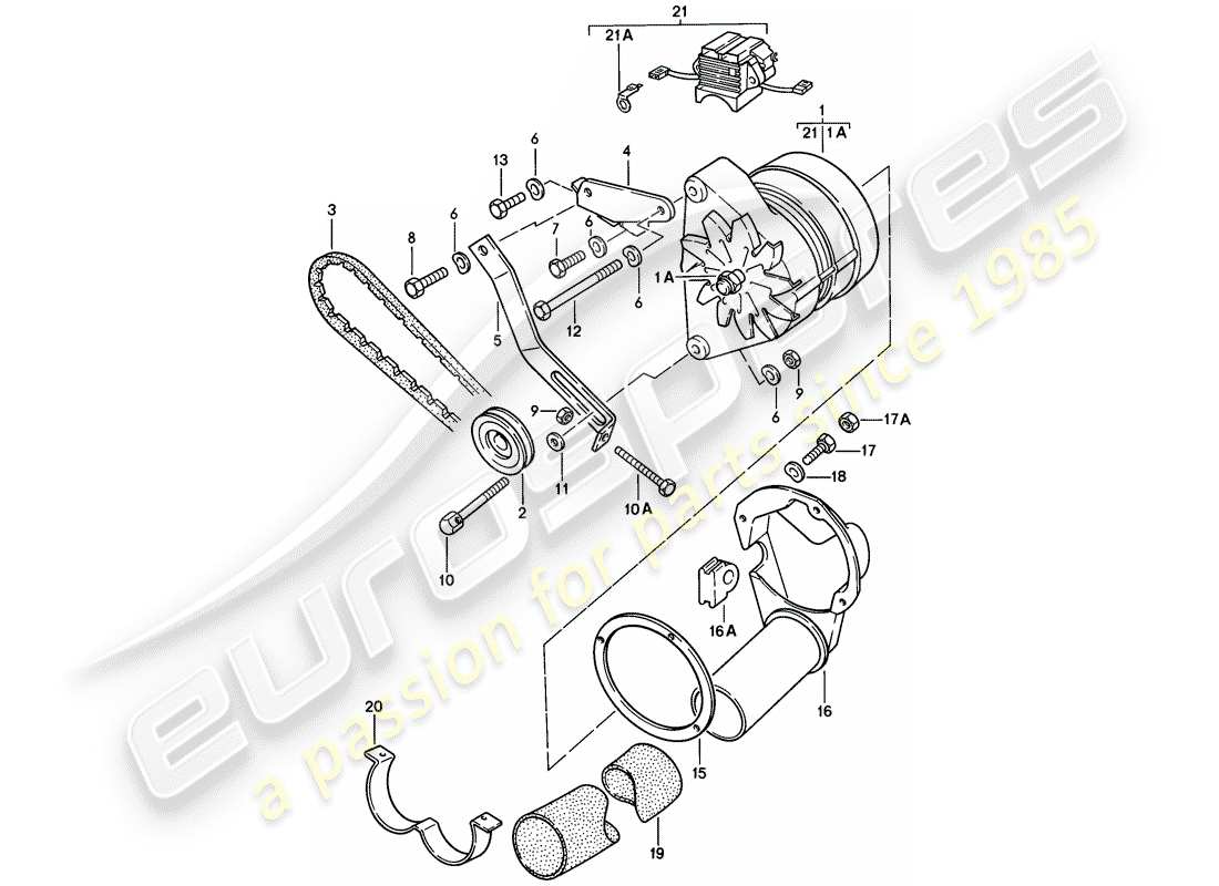 porsche 1982 (928) alternador diagrama de piezas