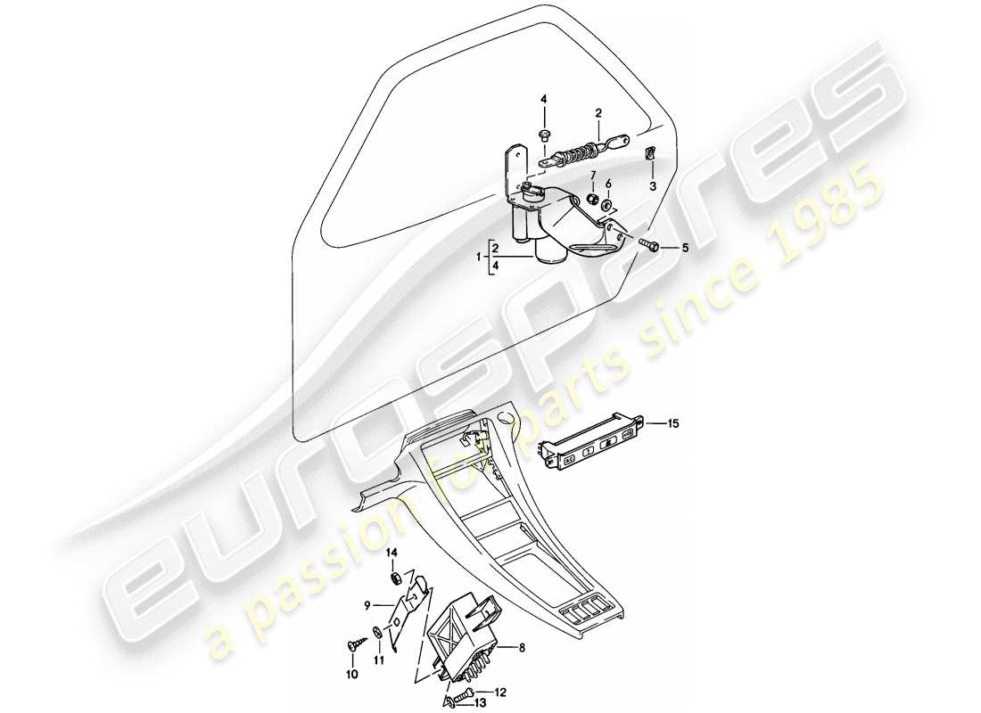 porsche 1986 (928) diagrama de piezas del sistema de cierre central