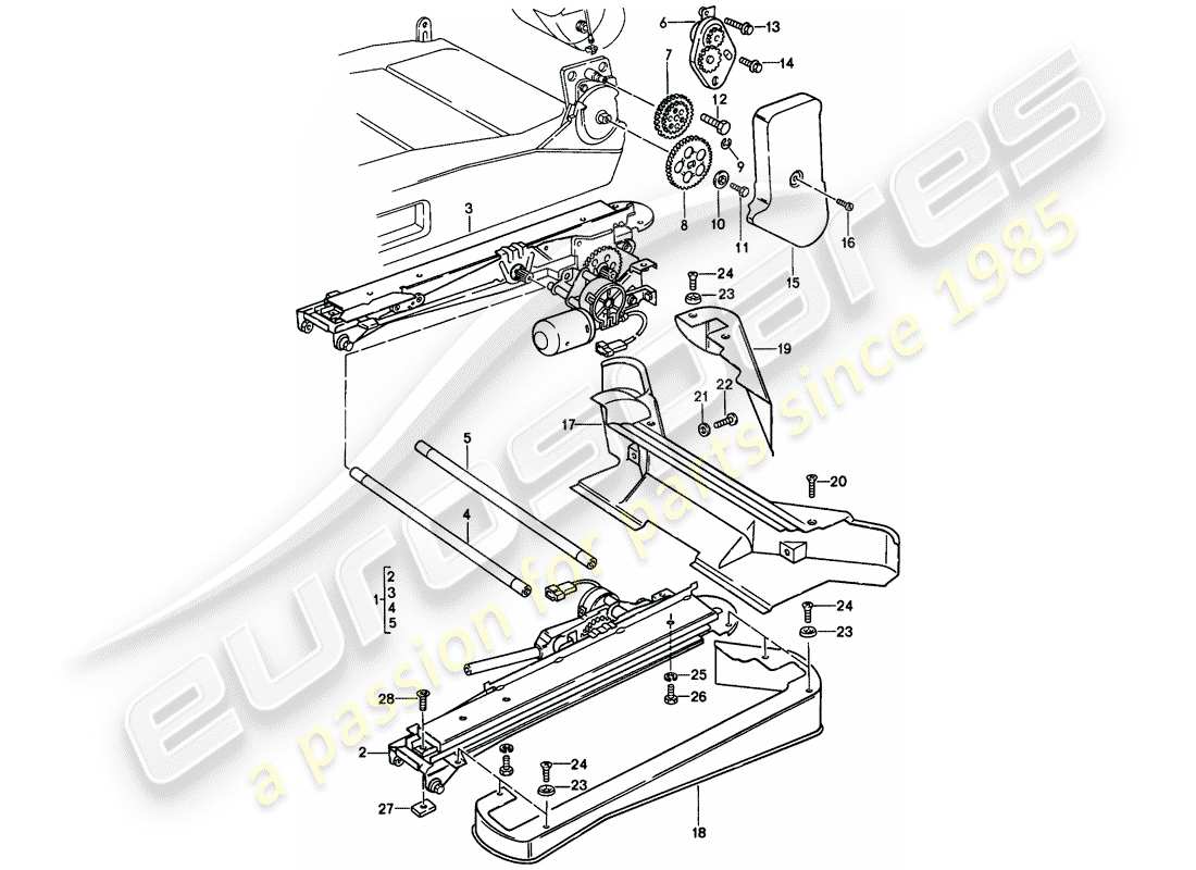 porsche 1978 (928) ajustador de asiento - asiento confort - piezas únicas diagrama de piezas