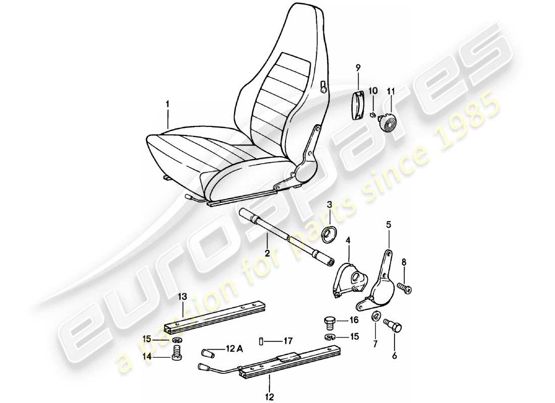porsche 1982 (911) asiento deportivo - completo - d >> - mj 1980 diagrama de piezas