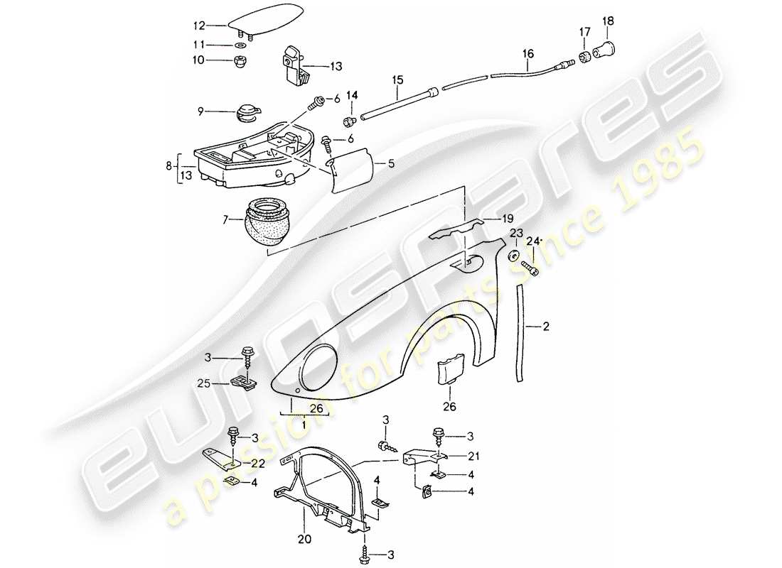 porsche 1998 (993) defensa diagrama de piezas