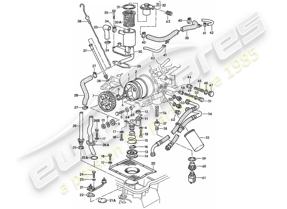 porsche 1982 (928) lubricación del motor diagrama de piezas