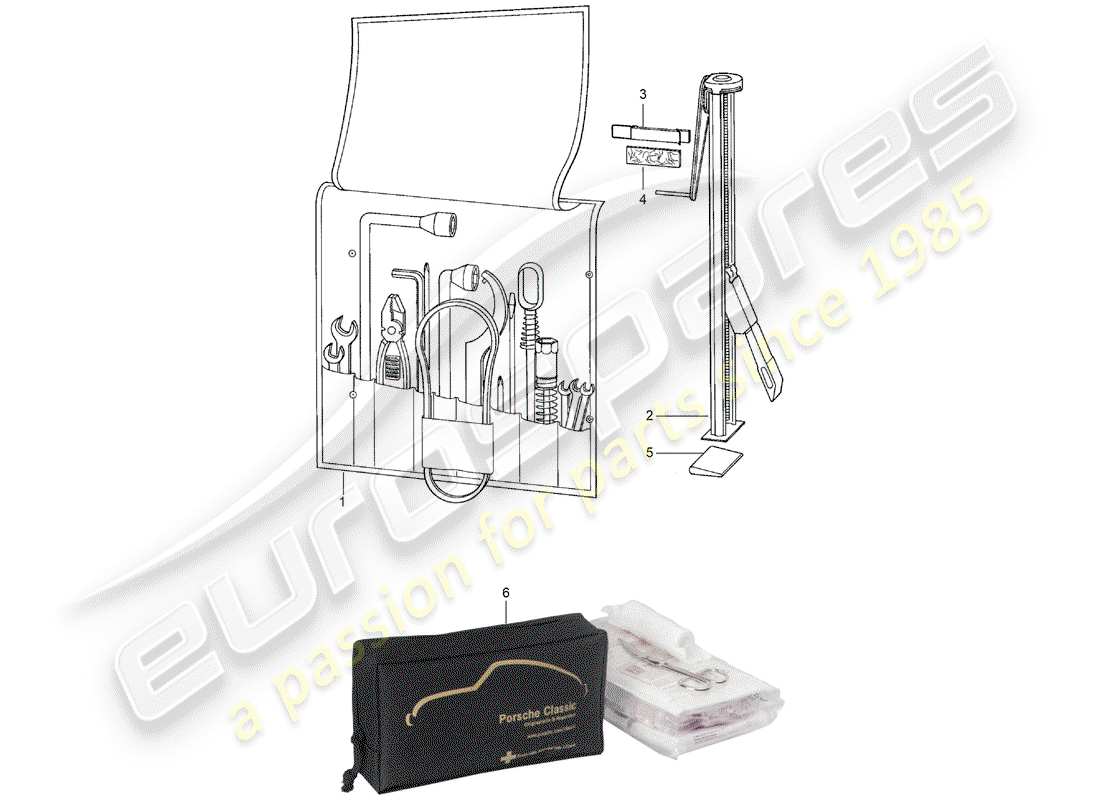 porsche 1982 (911) accesorios - herramienta - señales/avisos - accesorios adicionales en el - catálogo clásico - (modelo: cla) esquema de partes