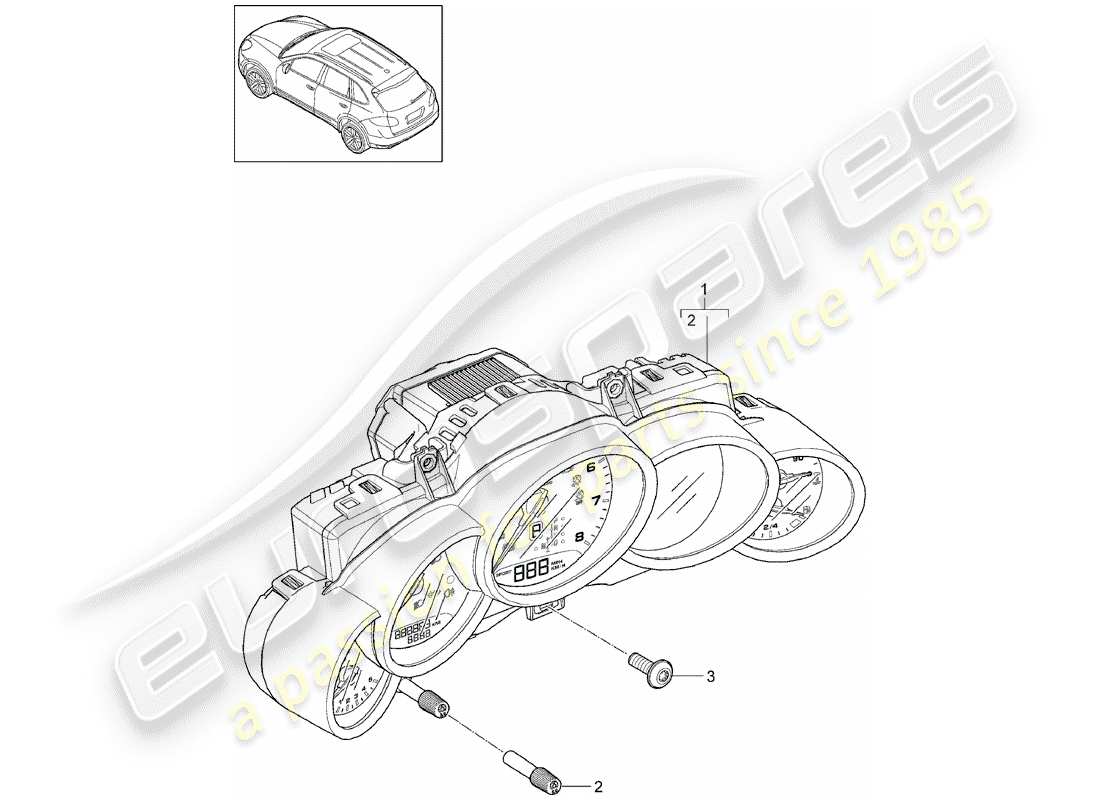 porsche 2016 (cayenne e2 92a) diagrama de piezas del grupo de instrumentos