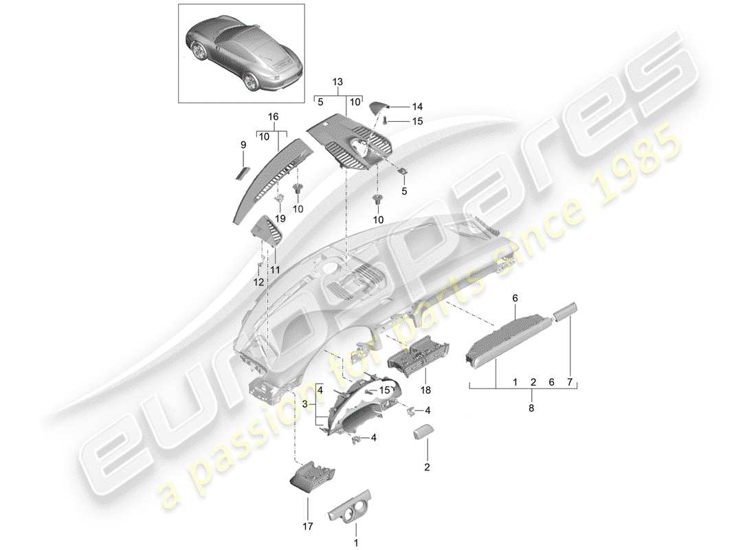 porsche 2013 (991-1) accesorios diagrama de piezas