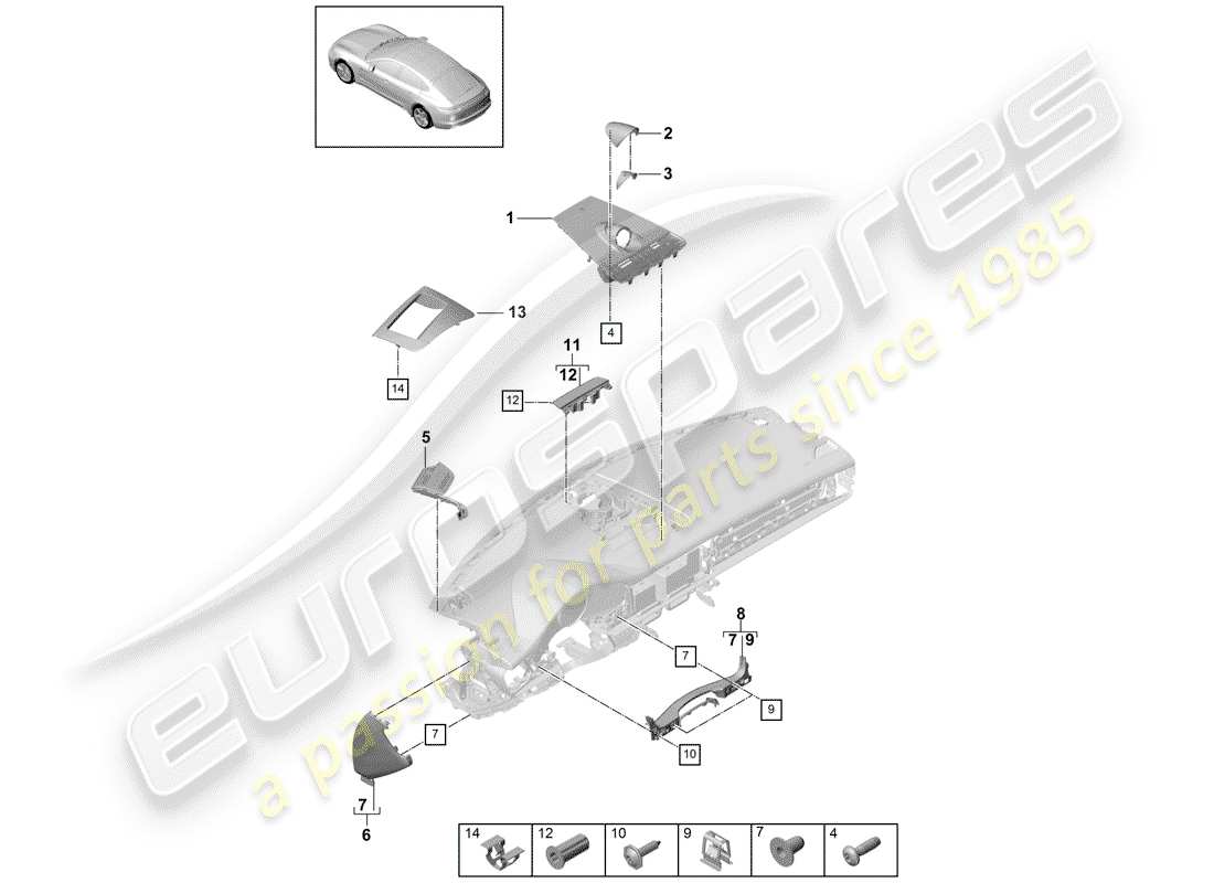 porsche 2018 (panamera 971-1) accesorios diagrama de piezas