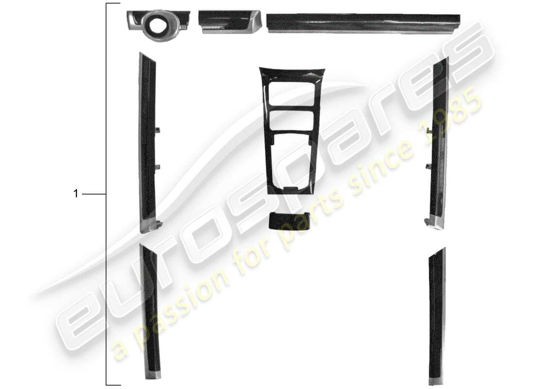 porsche 2013 (tequipment cayenne) 1 establecer molduras de acabado para diagrama de piezas