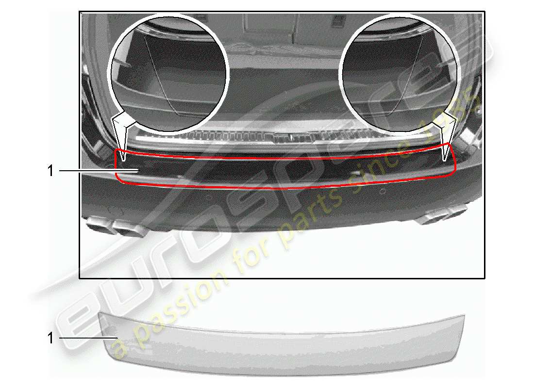 porsche 2015 (tequipment cayenne) protección del borde de carga diagrama de piezas