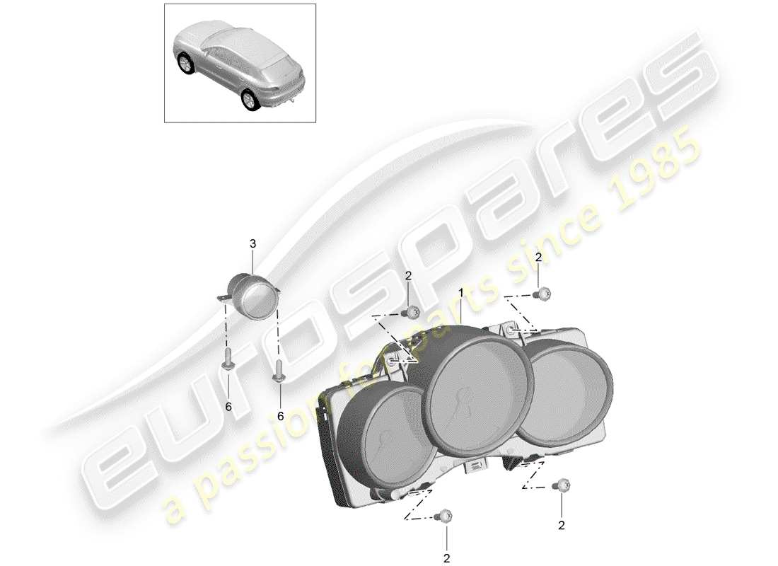 porsche 2017 (macan) diagrama de piezas del grupo de instrumentos