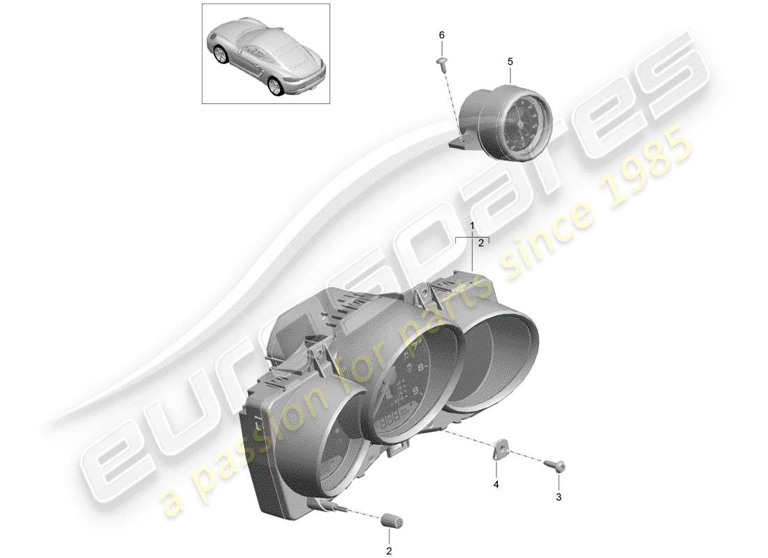 porsche 2017 (718 cayman) diagrama de piezas del grupo de instrumentos