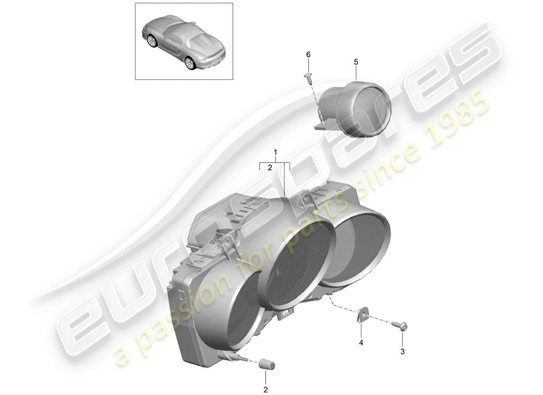 porsche 2016 (981 boxster spyder) instrumentos diagrama de piezas