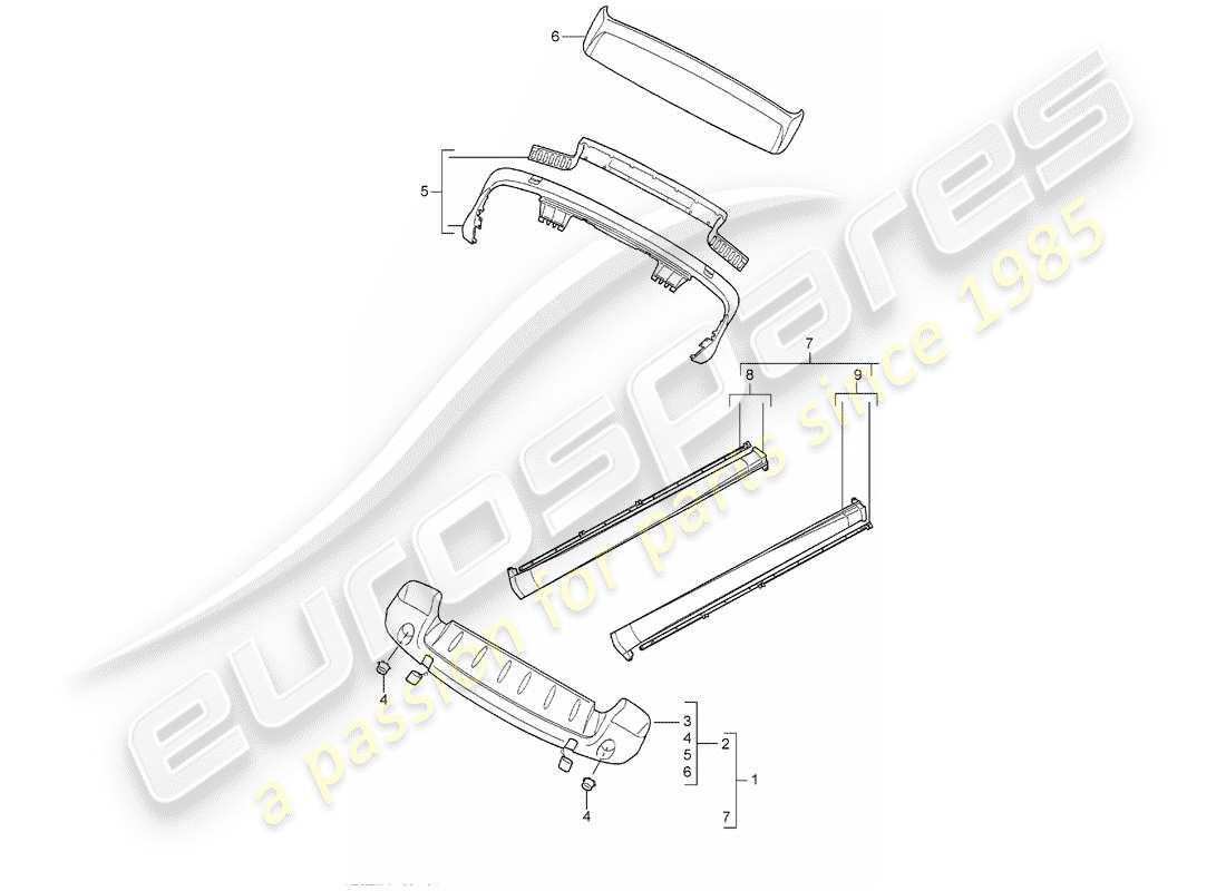 porsche 2014 (tequipment cayenne) paquete de diseño deportivo diagrama de piezas
