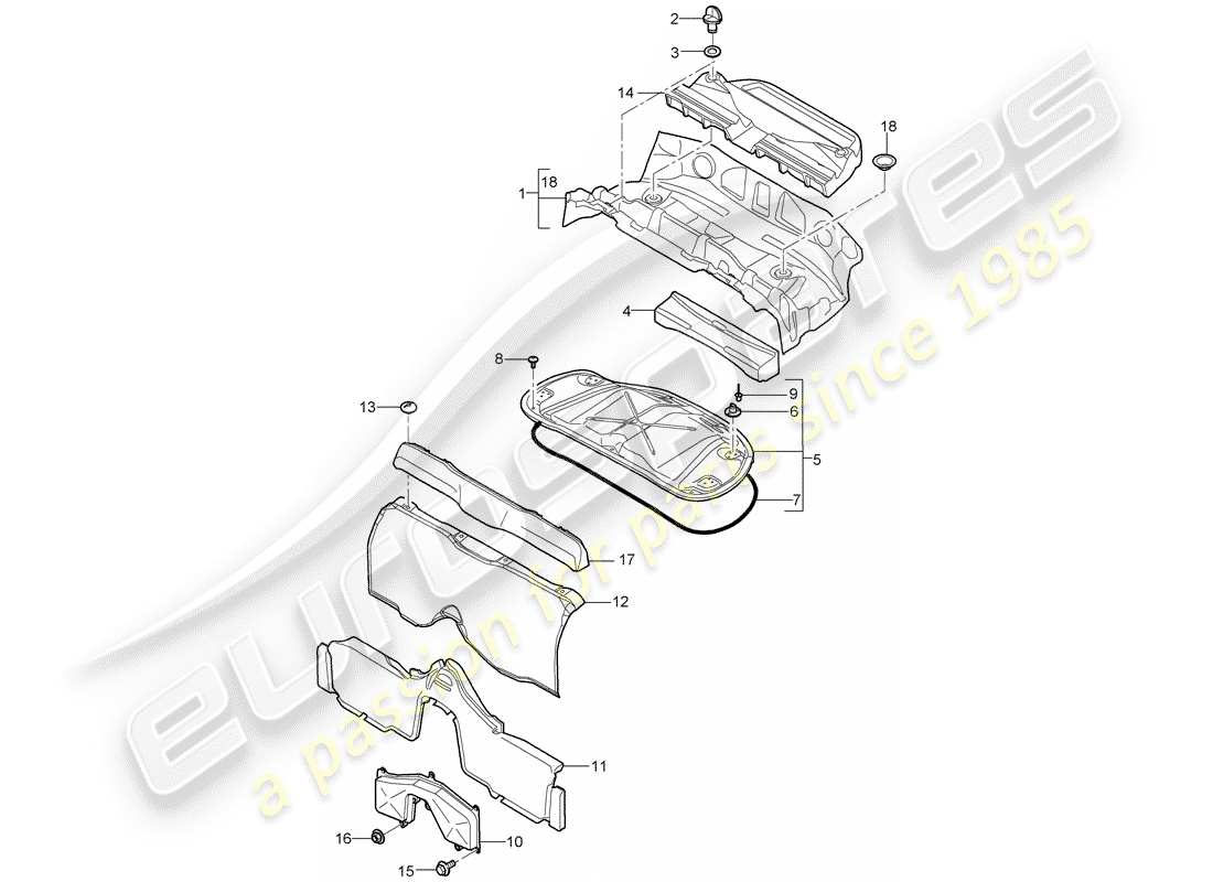 porsche 2010 (987 boxster) diagrama de piezas de trims