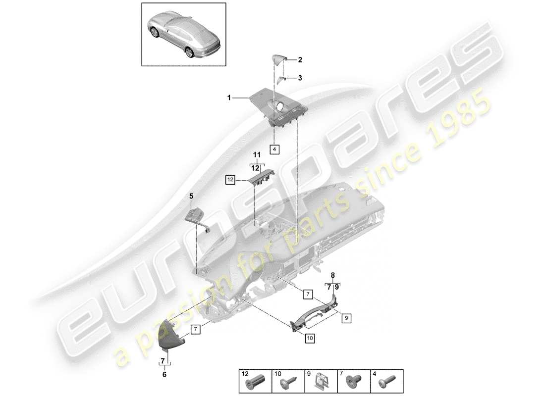 porsche 2020 (panamera 971-1) accesorios diagrama de piezas