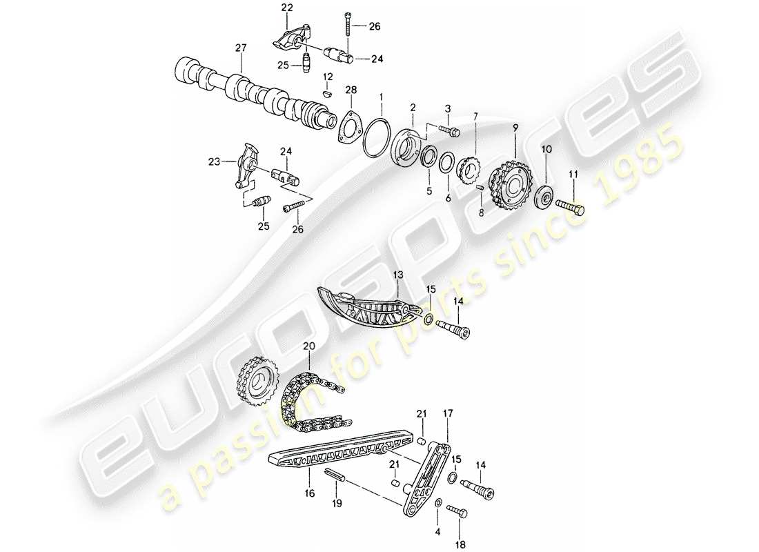 porsche 1995 (993) control de válvula diagrama de piezas