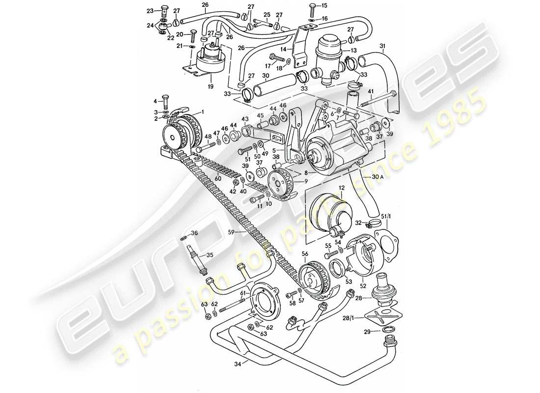 porsche 1976 (911 turbo) inyección de aire diagrama de piezas